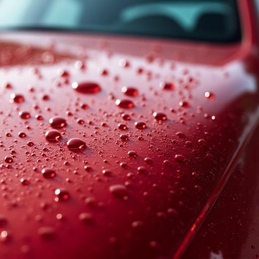 Water beading off a car with ceramic coating